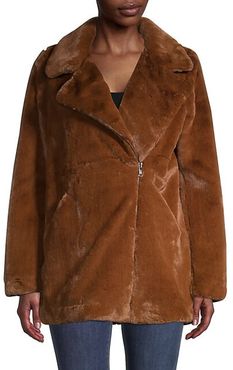 Rose Faux Fur Zip-Front Coat