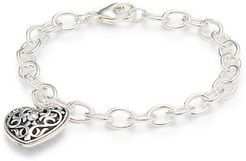 Sterling Silver Heart-Cut Chain Bracelet