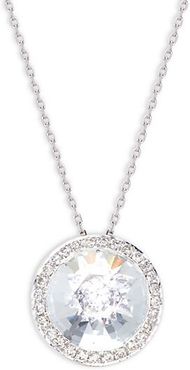 18K White Gold, White Topaz & Diamond Pendant Necklace