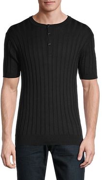 Ribbed Short-Sleeve Henley