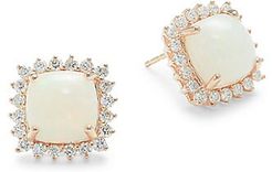 14K Rose Gold, Opal & Diamond Cushion-Cut Earrings