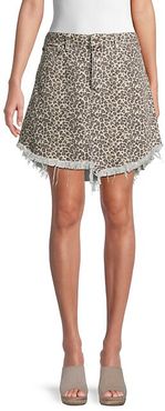 Bailey Leopard-Print Denim Skirt