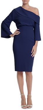 Off-Shoulder Bell-Sleeve Sheath Dress