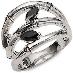 Bamboo Sterling Silver & Black Spinel Ring