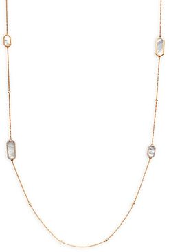 18K Rose Gold, Mother-Of-Pearl & Diamond Station Necklace