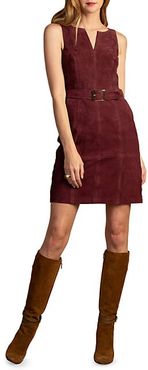 Wine Country Sultana Belted Suede Mini Dress