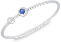 14K White Gold, Diamond & Sapphire Ring