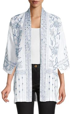 Maike Embroidery Linen Kimono Jacket