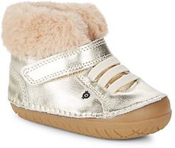 Baby's Metallic Leather & Faux Fur Booties