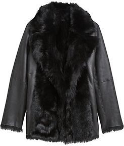 Toscana Shearling-Trim Leather Coat