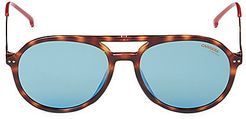 53MM Faux Tortoiseshell Aviator Sunglasses