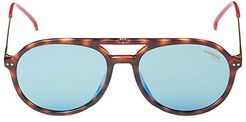 53MM Faux Tortoiseshell Round Sunglasses