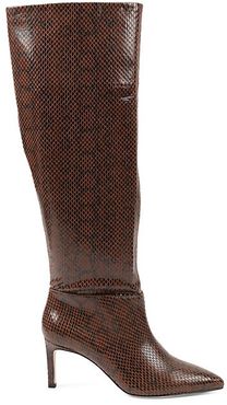 Marlo Snakeskin-Print Slouch Boots