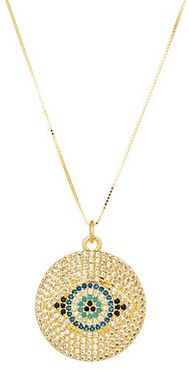 Luxe 14K Gold Plated Sterling Silver & Crystal Pendant Necklace