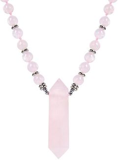 Luxe Silvertone & Rose Quartz Pendant Necklace
