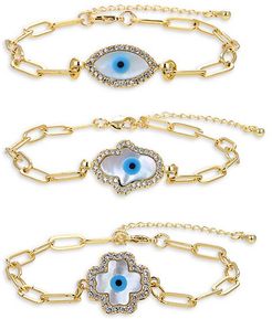 Luxe 3-Piece Goldtone Titanium, Crystal & Faux Pearl Bracelet Set