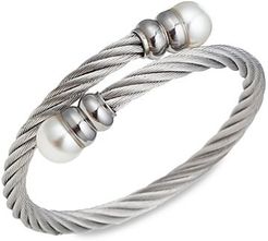 Luxe Collection Titanium & Faux Pearl Cuff Bracelet