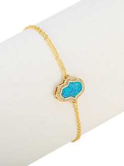 Goldplated Sterling Silver, Blue Opal, & Crystal Chain Pendant Necklace