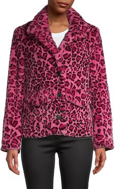 Lila Leopard-Print Faux Fur Jacket