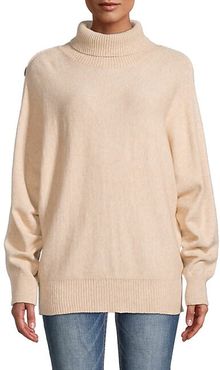 Tenley Button-Sleeve Mockneck Sweater