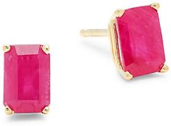 14K Yellow Gold & Ruby Stud Earrings