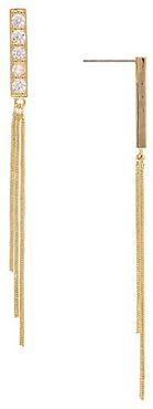 Goldplated Cubic Zirconia & Chain Linear Earrings