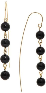 Goldplated Black Onyx Threader Earrings