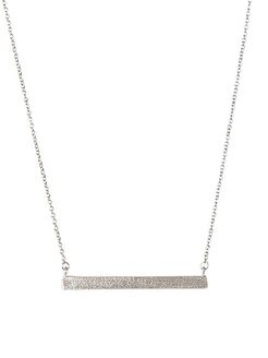 Rhodium-Plated Bar Pendant Necklace