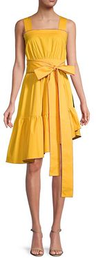 Asymmetrical Tie-Waist Cotton Sundress