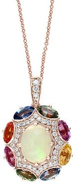 18K Rose Gold & Multi-Stone Pendant Necklace