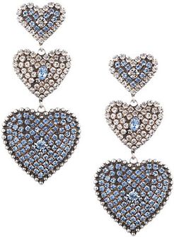 Pavos Glass Crystal Heart Dangle Drop Earrings