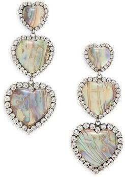 Tate Silverplated, Resin Stone & Glass Crystal Triple-Heart Earrings
