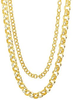 Goldplated Bold Layered Rolo Chain Necklace