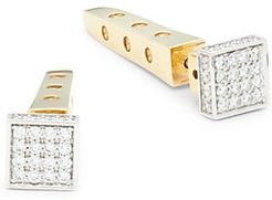 18K Two-Tone Gold, Ruby & Diamond Stud Earrings