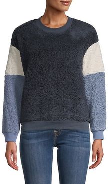 Colorblock Faux Fur Sweater