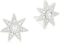 Sterling Silver & White Topaz Star Stud Earrings