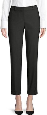 Tocanes1 Stretch Wool Blend Pinstripe Cuffed Trousers