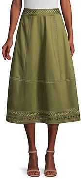 Daisy Embroidered Poplin Midi Skirt