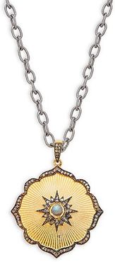 Goldplated Sterling Silver, Diamond & Labradorite Pendant Chain Necklace