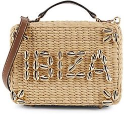 Il Pranzo Cowrie Shell-Embellished Straw Crossbody Bag