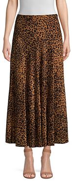 Alba Leopard-Print Silk Skirt