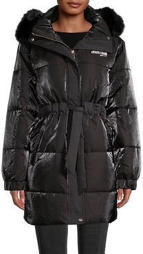 Faux Fur-Trimmed Puffer Coat