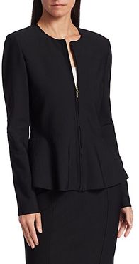 Sculpted Milano Knit Zip-Front Jacket