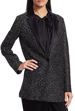 Beaded Knit Tuxedo Jacket