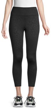 Embossed Leopard-Print Cropped Leggings