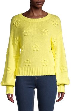 Flower Bobble Bishop-Sleeve Sweater