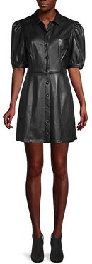 Way Out Faux Leather Shirtdress