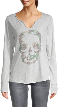 Tunisien Camo Strass Skull Henley