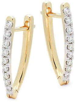 14K Yellow Gold & Diamond Triangle Earrings