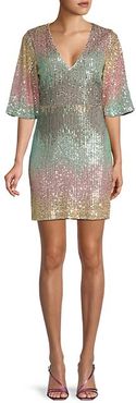 Ombr&eacute; Sequin Cocktail Dress